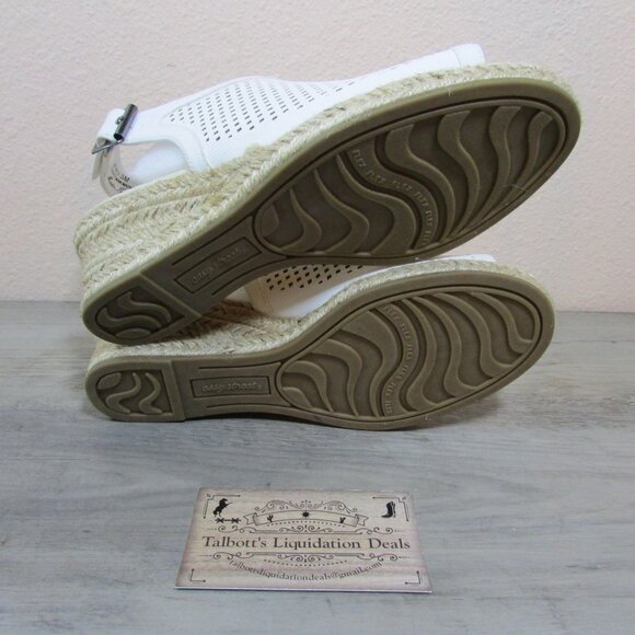 Easy Street Women's 5 Stacy Wedge Espadrille Sandal White - Picture 4 of 5